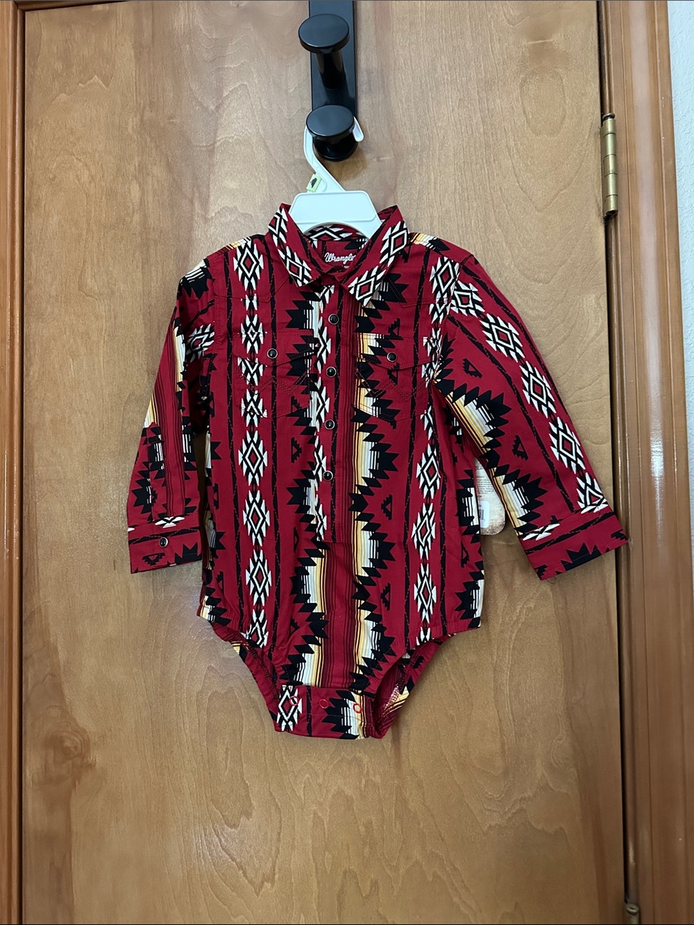 24 months Wrangler Red Southwestern Print Baby Bodysuit